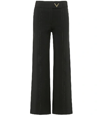 Shop Valentino High-rise Wide-leg Pants In Black