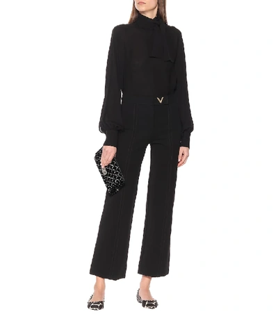 Shop Valentino High-rise Wide-leg Pants In Black