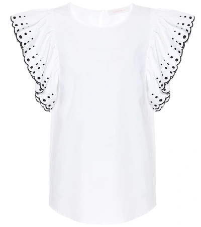 Shop See By Chloé Ruffled Cotton-poplin Top In White