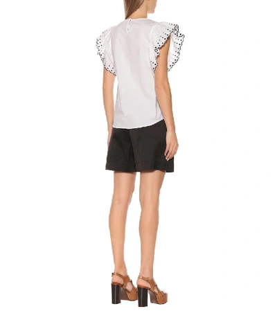 Shop See By Chloé Ruffled Cotton-poplin Top In White