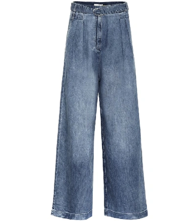Shop Tibi Stella High-rise Wide-leg Jeans In Blue