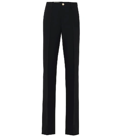 Shop Gucci High-rise Flared Silk And Wool Pants In Black