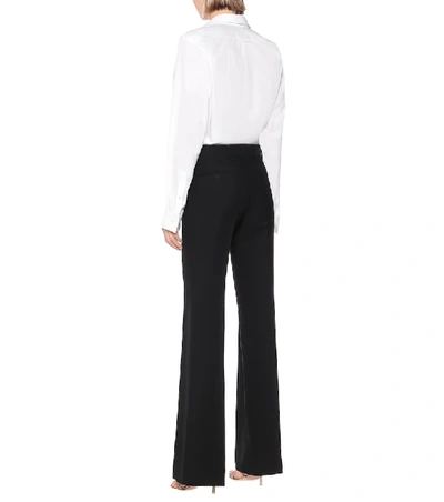 Shop Gucci High-rise Flared Silk And Wool Pants In Black