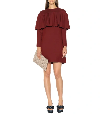 Shop Valentino Wool And Silk Crêpe Minidress In Red