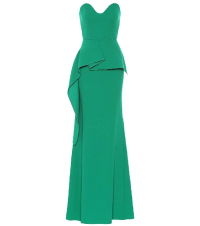 Shop Roland Mouret Bond Wool Crêpe Gown In Green