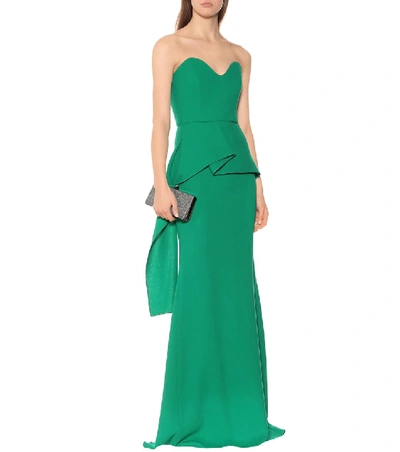 Shop Roland Mouret Bond Wool Crêpe Gown In Green