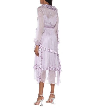 Shop Temperley London Penny Ruffled Silk Dress In Purple