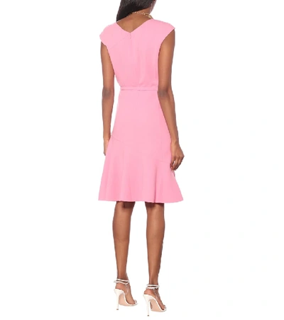 Shop Oscar De La Renta Stretch-wool Crêpe Dress In Pink