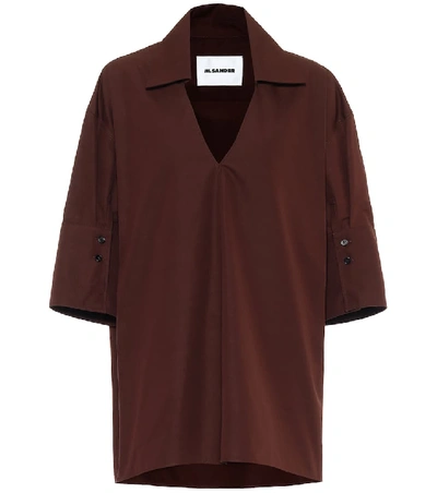 Shop Jil Sander Cotton Poplin Shirt In Brown