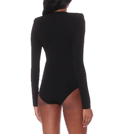 Shop Alexandre Vauthier Stretch-jersey Bodysuit In Black