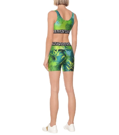 Shop Versace Jungle-print Sports Bra In Green