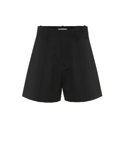 Shop Chloé High-rise Stretch-wool Shorts In Black