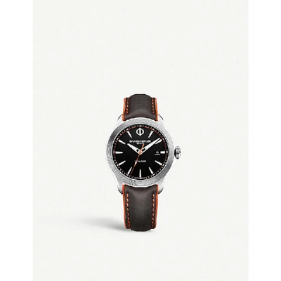 Shop Baume & Mercier Mens Brown Clifton Stainless Steel And Leather Watch