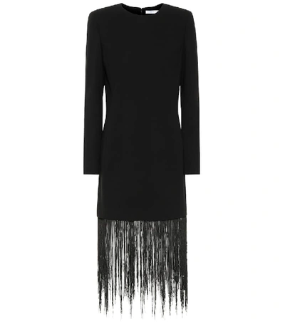 Shop Givenchy Fringed Wool Minidress In Black
