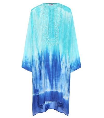 Shop Juliet Dunn Tie-dye Silk Kaftan In Blue