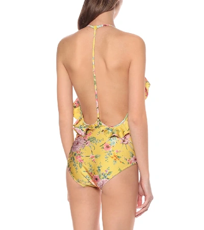 Shop Zimmermann Zinnia Floral Swimsuit In Yellow