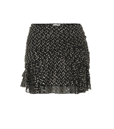 Shop Saint Laurent Fil Coupé Silk-blend Miniskirt In Black