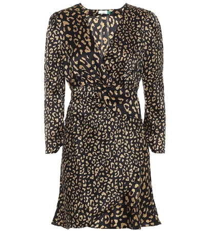 Shop Rixo London Leopard-print Silk Minidress In Black