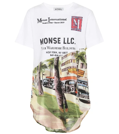 Shop Monse Printed Silk And Cotton-blend T-shirt In Multicoloured