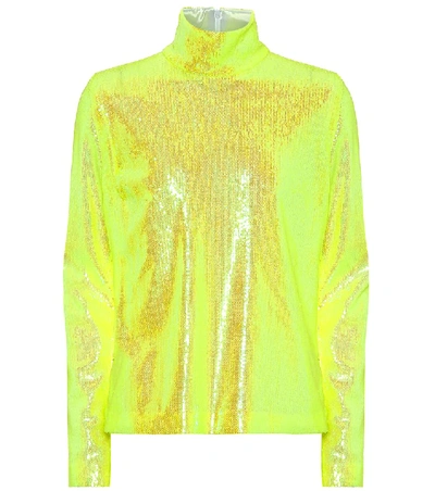 Shop Mm6 Maison Margiela Sequined High-neck Top In Yellow