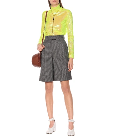 Shop Mm6 Maison Margiela Sequined High-neck Top In Yellow