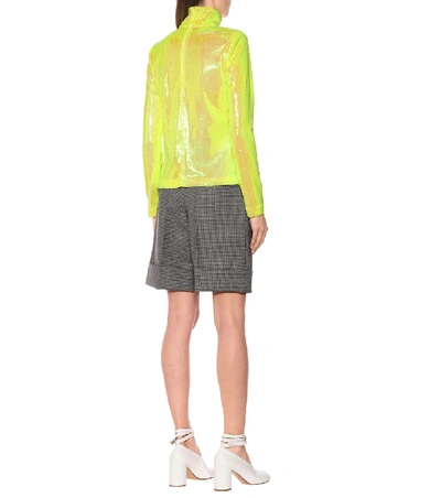 Shop Mm6 Maison Margiela Sequined High-neck Top In Yellow
