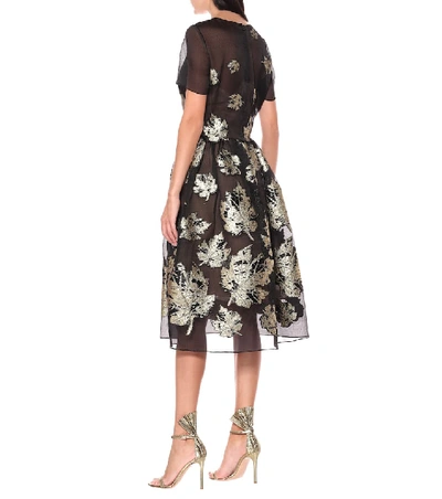 Shop Oscar De La Renta Fil Coupé Silk-blend Dress In Black