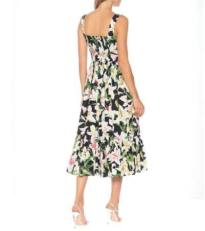 Shop Dolce & Gabbana Floral Cotton Midi Dress In Multicoloured