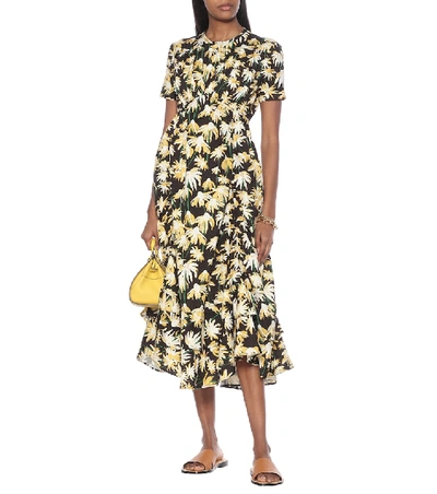 Shop Loewe Floral Cotton Dress In Yellow