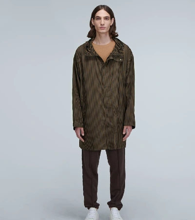 Shop Fendi Long Reversible Parka With Ff Micropequi In Brown