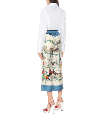 Shop Gucci X Disney® Printed Silk Palazzo Pants In Beige