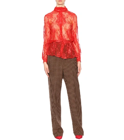 Shop Balenciaga Lace Blouse In Red