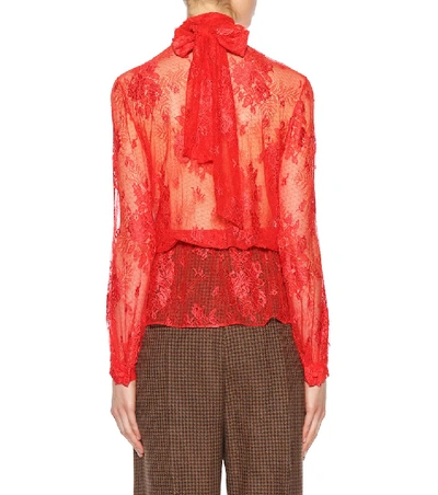 Shop Balenciaga Lace Blouse In Red