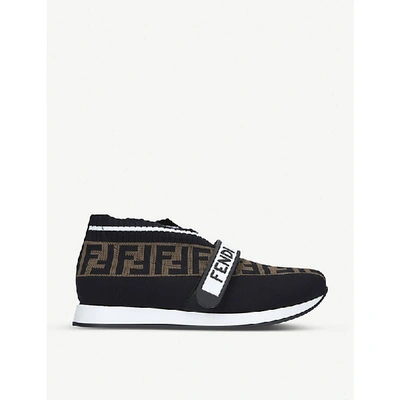 Shop Fendi Boys Blk/other Kids Love Ff-logo Low-top Sneakers 7-10 Years 2