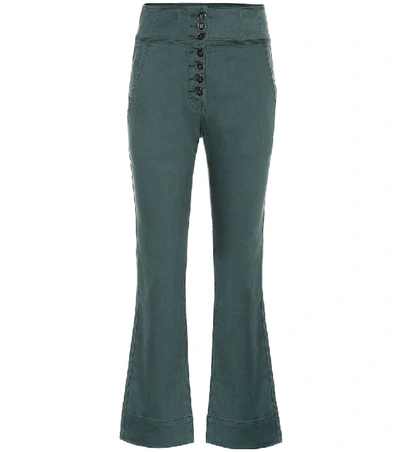 Shop Ulla Johnson Ellis High-rise Cropped Jeans In Green