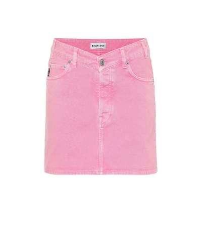 Shop Balenciaga Denim Miniskirt In Pink