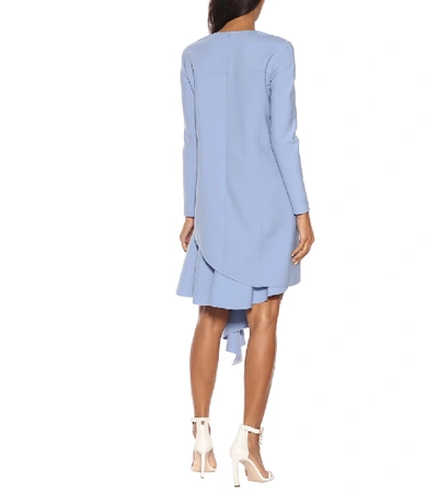 Shop Oscar De La Renta Wool-blend Minidress In Blue