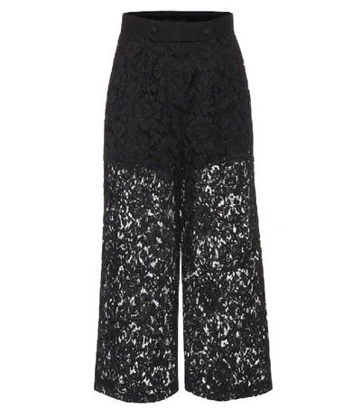 Shop Valentino Lace Trousers In Black