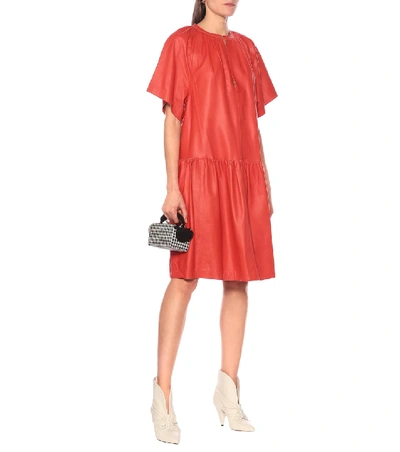 Shop Stand Studio Kaitlyn Leather Midi Dress In Red