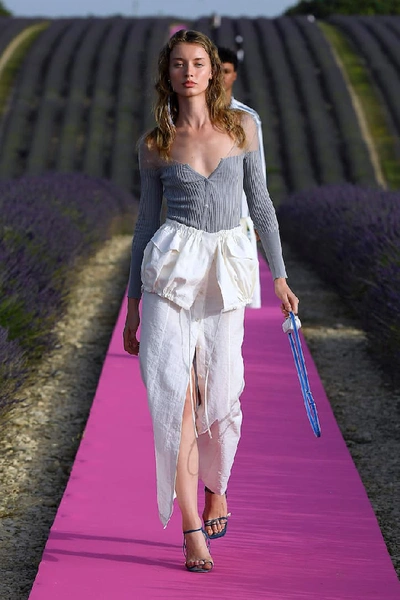 Jacquemus La Jupe Cueillette Drawstring Cotton-blend Maxi Skirt In White