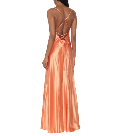 Shop Galvan Serena Satin Maxi Dress In Orange
