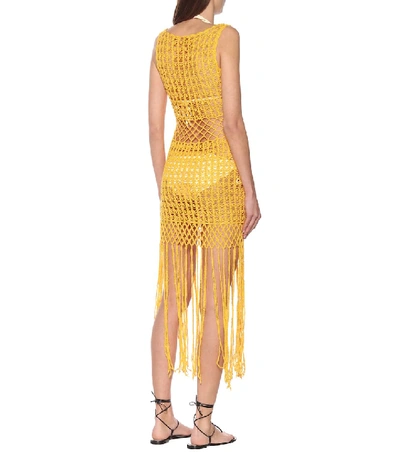 Shop Anna Kosturova Gypsy Crochet Midi Dress In Yellow