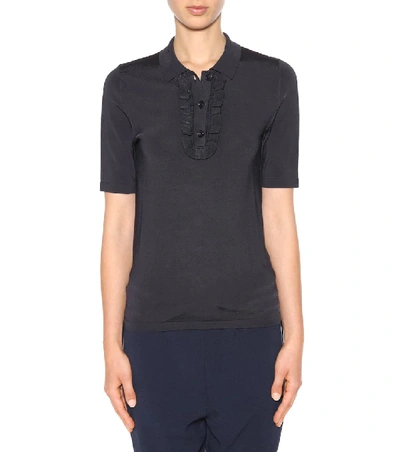 Shop Ganni Romilly Polo Shirt In Blue