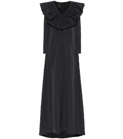 Shop Valentino Cotton-blend Taffeta Gown In Black