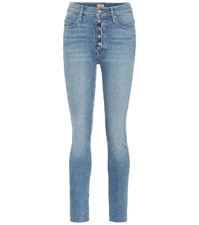 Shop Mother The Fly Cut Stunner Skinny Jeans In Blue