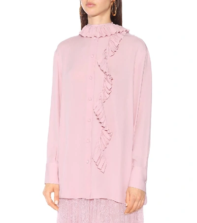Shop Valentino Ruffled Silk-georgette Shirt In Pink