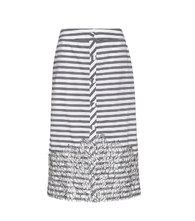 Shop Johanna Ortiz Tanzania Striped Cotton Skirt In Grey