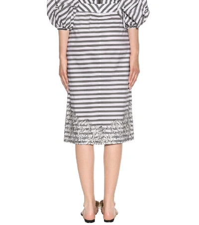 Shop Johanna Ortiz Tanzania Striped Cotton Skirt In Grey