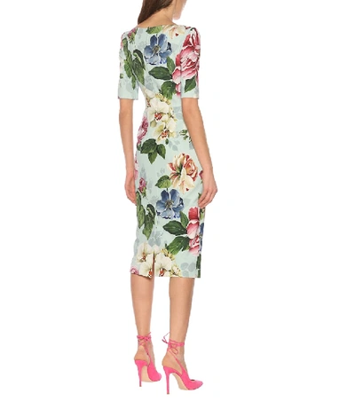 Shop Dolce & Gabbana Floral Cady Midi Dress In Multicoloured