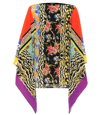 Shop Etro Printed Silk Poncho In Multicoloured